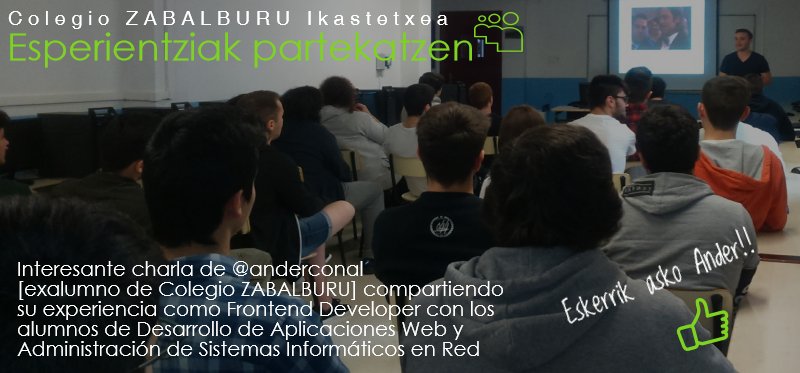 CZabalburu's tweet image. Charla de @anderconal  ex alumno, como #FrontendDeveloper con los alumnos de #DesarrolloDeAplicacionesWeb y #SistemasInformaticosEnRed.