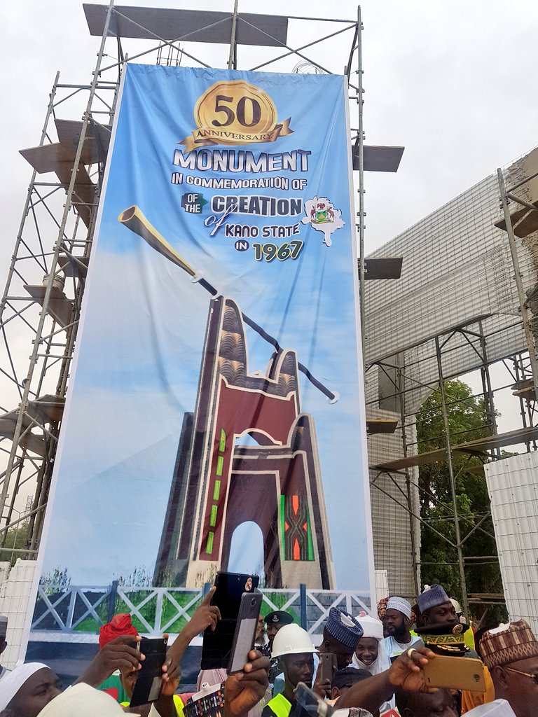 dawisu's tweet photo. H.E @GovUmarGanduje, Govs of Zinder &amp; Maradi from Niger &amp; other dignitaries inspected the #KanoAt50 monument to be commissioned on May 29th https://t.co/yRDq14PI4K