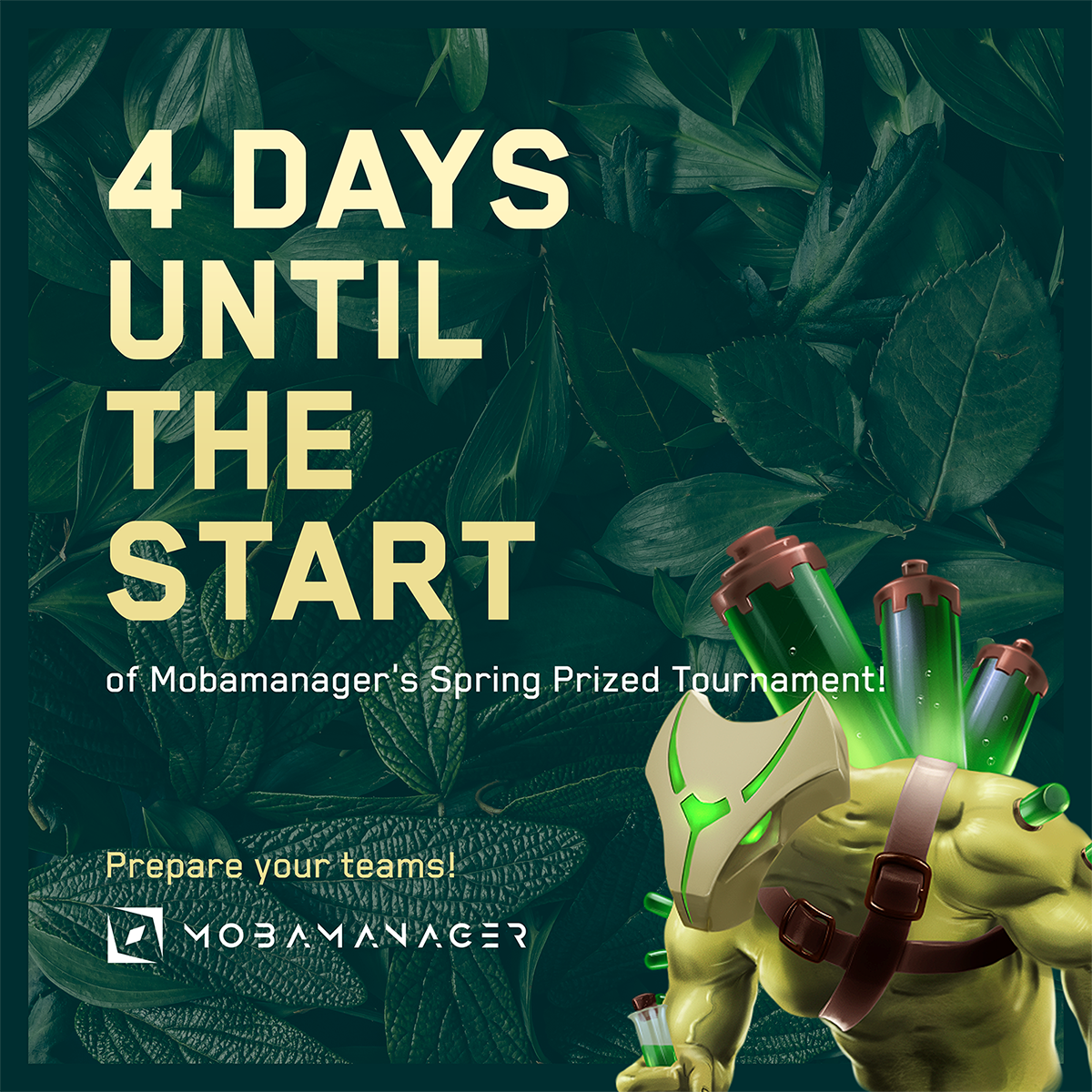 mobamanagergg's tweet photo. 4 days until the start of MobaManager's Spring Prized Tournament!
Prepare your team and register now https://t.co/7STPlUO6KI https://t.co/hy0QNNSLOm