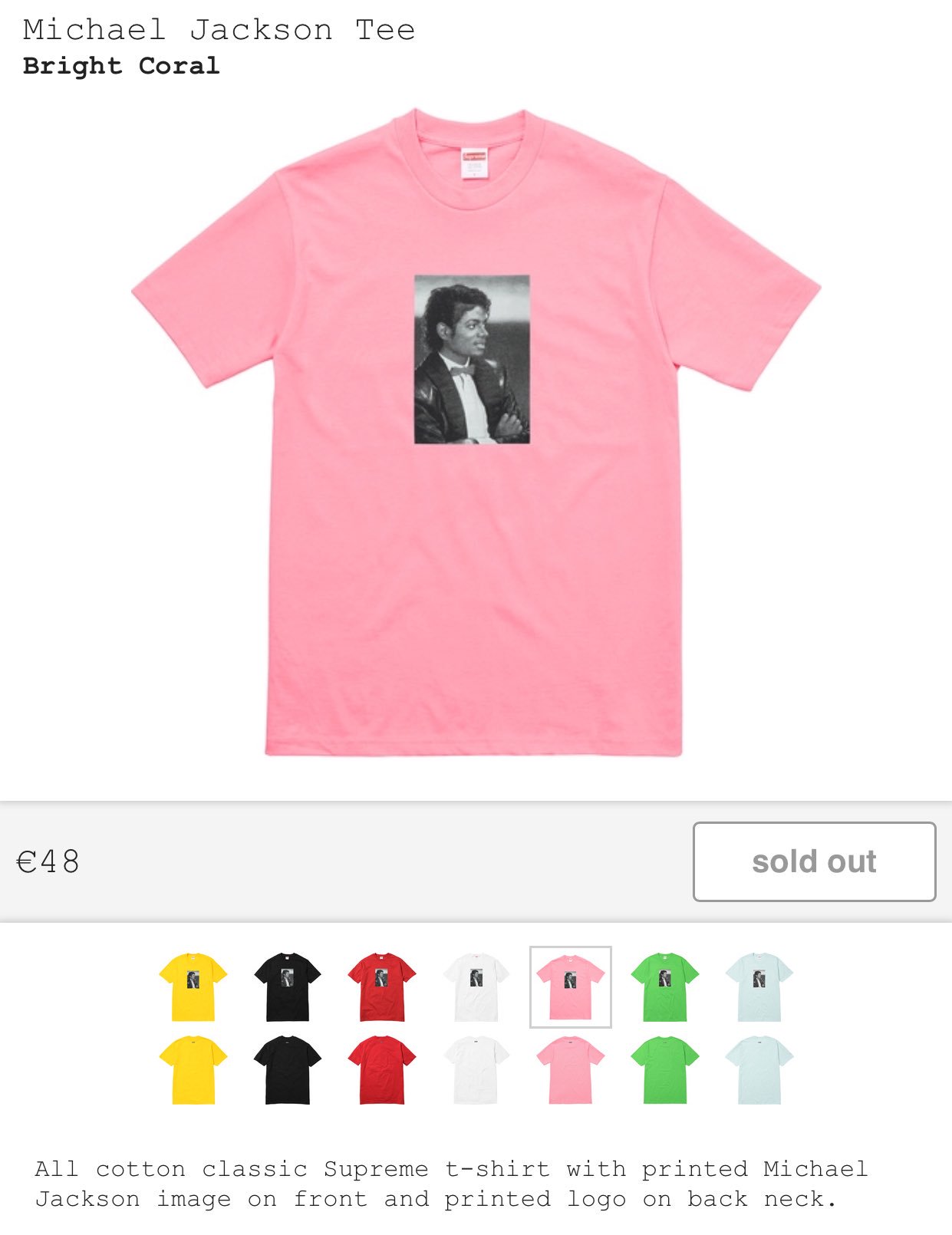 Supreme Michael Jackson Tee