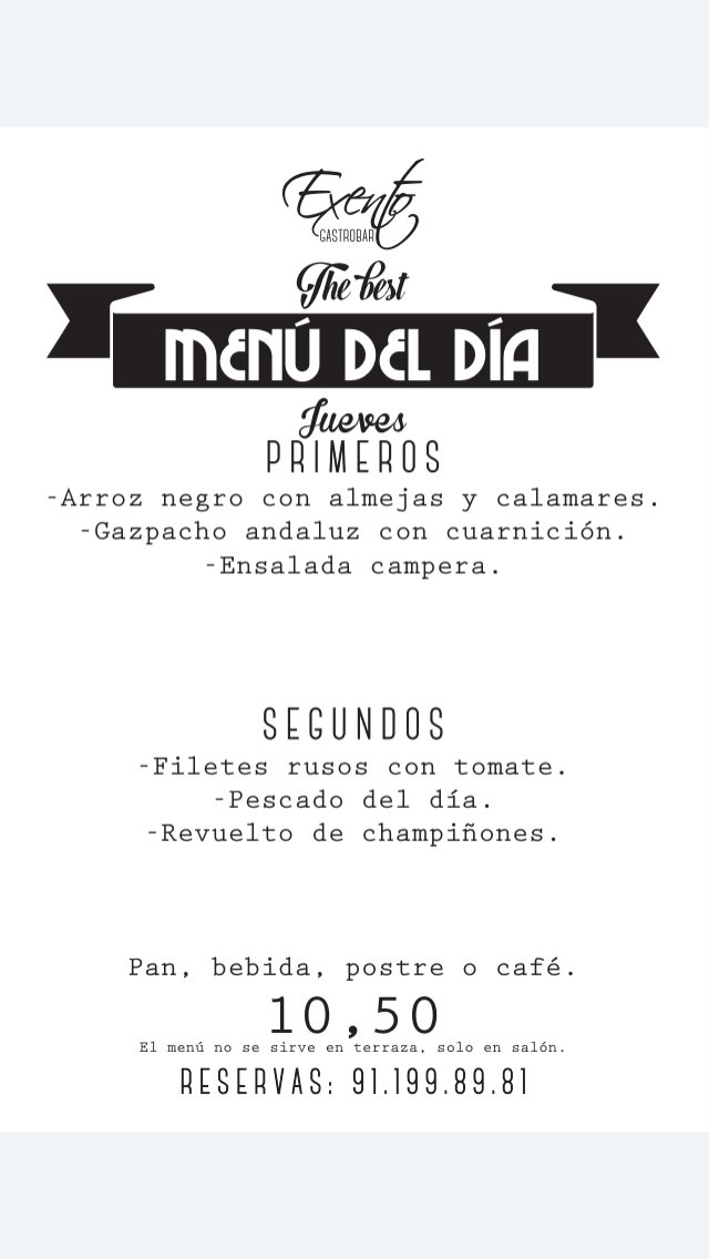 ExentoRestauran's tweet photo. Como nos gustan los Juernes!! #menu #cerveza #mojito #gintonic https://t.co/39NAo890F2