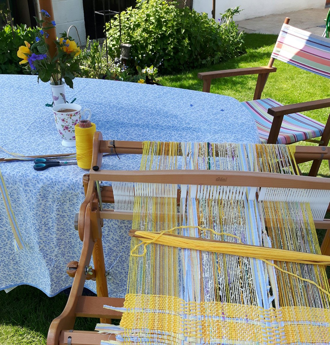 getweaving's tweet image. Summer is here, lovely weaving in the garden. Ashford 20in RHL+vari reed. Almost finished-time to make a summer top. etsy.com/uk/shop/GetWea…