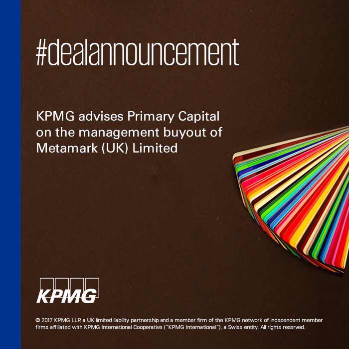 jmboyers's tweet photo. KPMG Corporate Finance in the North have advised Primary Capital on their investment in Metamark! #KPMG https://t.co/fsUApZdZEI