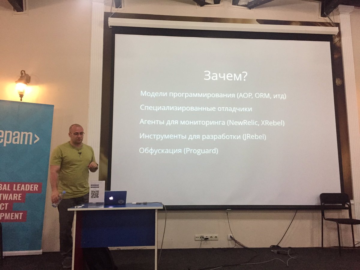 tmatyashovsky's tweet photo. @antonarhipov talks about bytecode instrumentation at #jugua #asm #bytebuddy #cglib cc @AndriiRodionov @AndriyRymar @tsypuk_r https://t.co/hdpebSLMBa