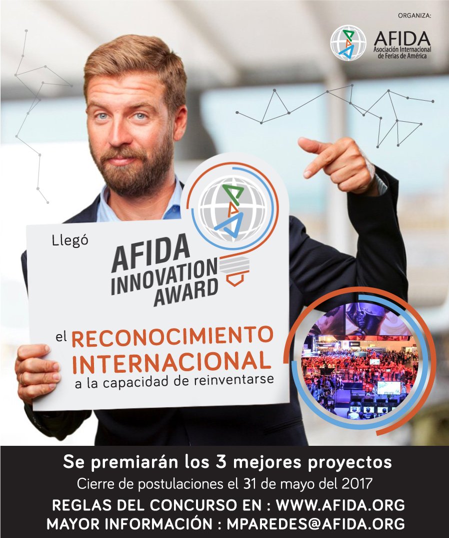 AFIDALatinAmeri's tweet image. #AFIDA reconocerá y celebrará las nuevas ideas, enfoques innovadores e iniciativas que reinventaron la industria ferial.