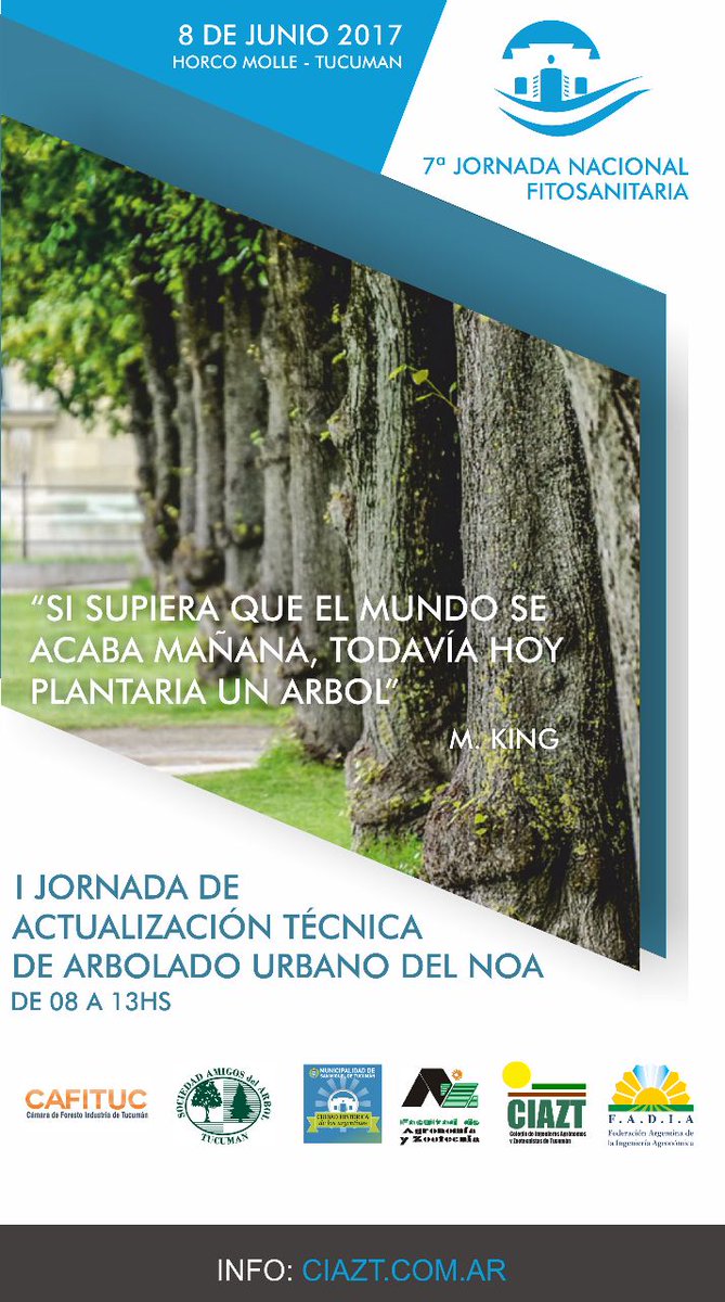 CIAZTUC's tweet photo. “I° jornada de actualización técnica de arbolado urbano del NOA” El Link de inscripción es el siguiente: https://t.co/8Rm9VWRL2U https://t.co/yXNkxDeudy
