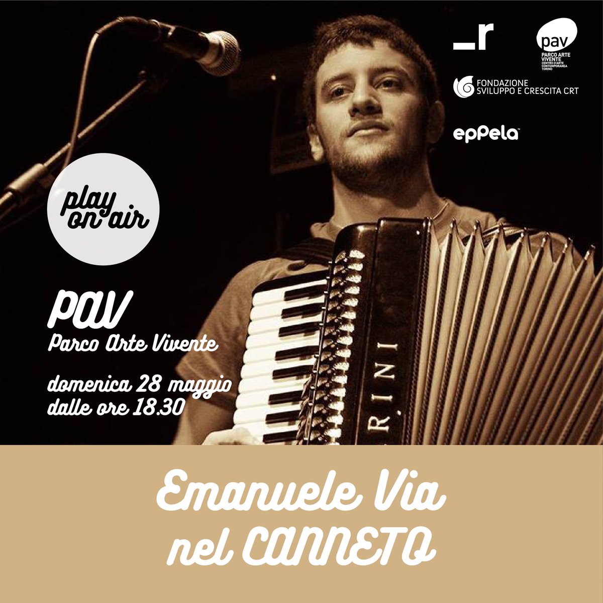 In attesa del tour estivo con gli <a href="/eugenioinviadig/">Eugenio in via di gioia</a>, domenica <a href="/EmanueleVia/">Emanuele Via</a> verrà a suonarcene 4! Ultimi biglietti su bit.ly/PlayOnAirPAV