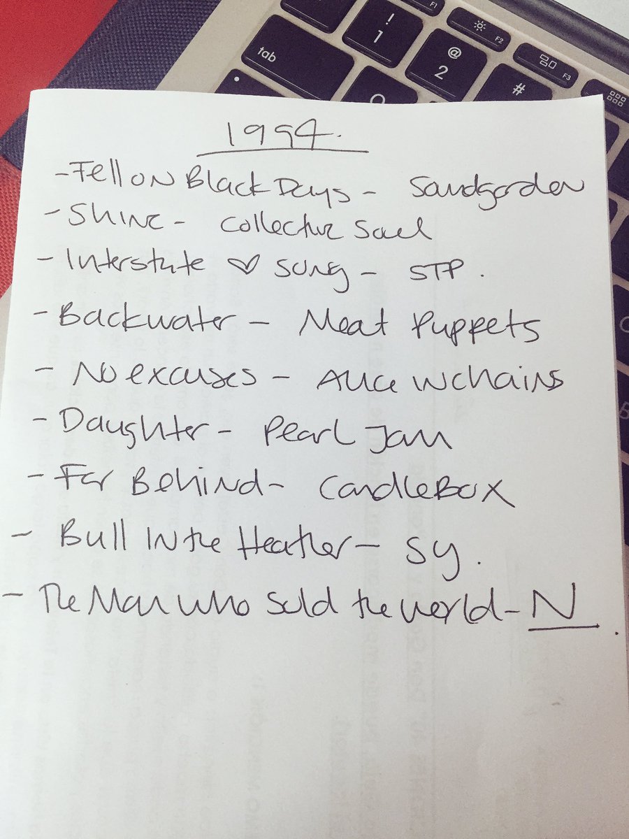 Les dejo la lista de canciones de 1994, nos faltó "Violet" de Hole. Ahora #MixAlternative dedicado a Soundgarden ✌️#RecluEnMix