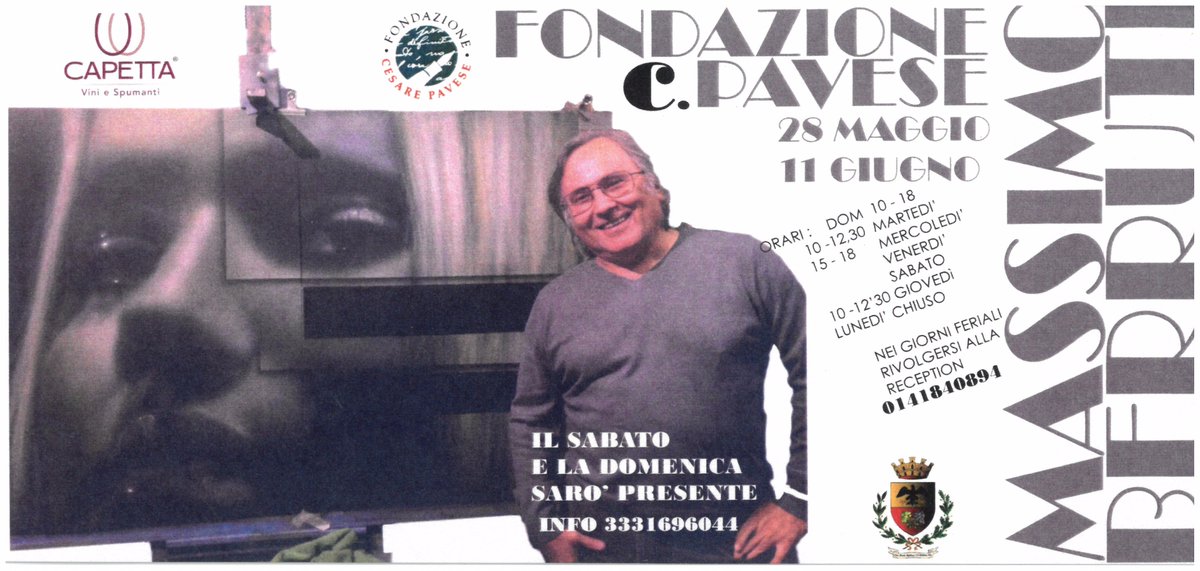 CapettaVini's tweet photo. Domenica #28maggio Vi invitiamo alla Fondazione @PaveseCesare per inaugurazione della personale di #MassimoBerruti artista della pallapugno. https://t.co/FYOaF5MHSR