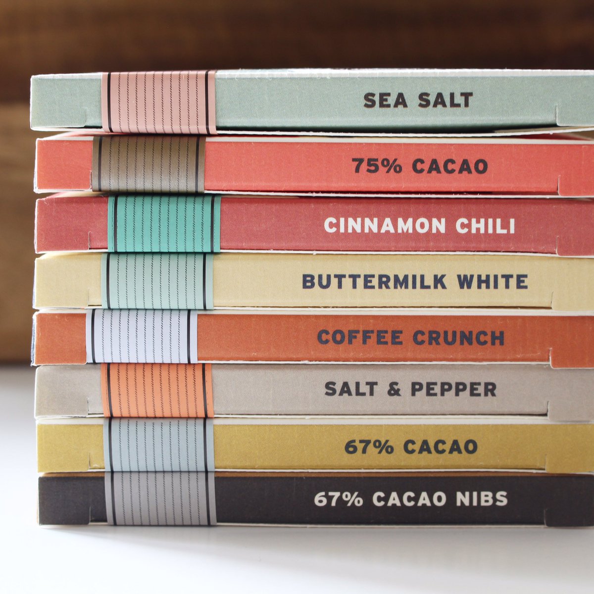 You'll find these stone ground chocolate bars from Olive &amp; Sinclair in many of our gifts because they're as delicious as they are pretty. 🍫