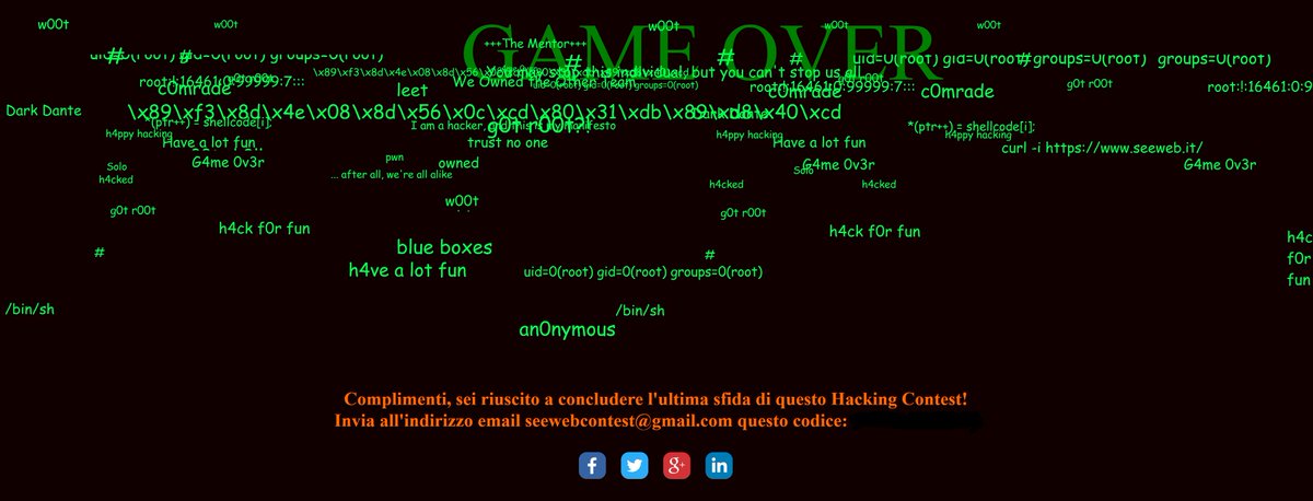 smaury92's tweet photo. #seewebcontest completato ✊🏿@seeweblive #hackingcontest https://t.co/EttcsXufJE