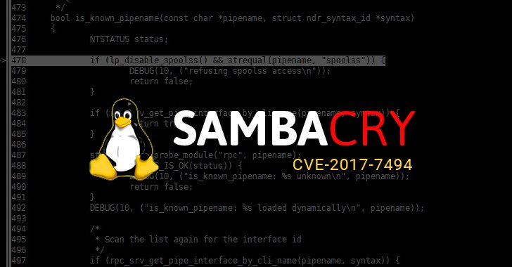 unix_root's tweet photo. 7-Year-Old Samba Flaw Lets Hackers Access Thousands of #Linux PCs Remotely https://t.co/NgQXErwG3D ← #SambaCry Linux version of EternalBlue? https://t.co/ZYggFznL5W