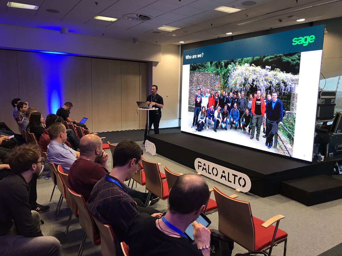 MiKapias's tweet photo. Vicens Chamorro presenting #Pegg and idea of #BotFederation at #CodeEurope. #LifeAtSage #WeAllBuild #BuildWithUs #AI #MachineLearning https://t.co/9sYXCCiywq