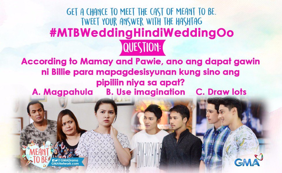 GMADrama's tweet photo. Paano daw makakapili si Billie? Tweet your answer with the hashtag #MTBWeddingHindiWeddingOo https://t.co/VR9r4fTt6w