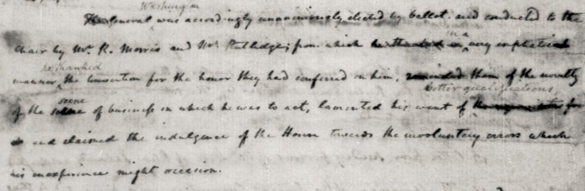 timmo's tweet image. With Franklin not in attendance (kidney stones), Robert Morris instead gets to nominate Washington to serve as Convention President.