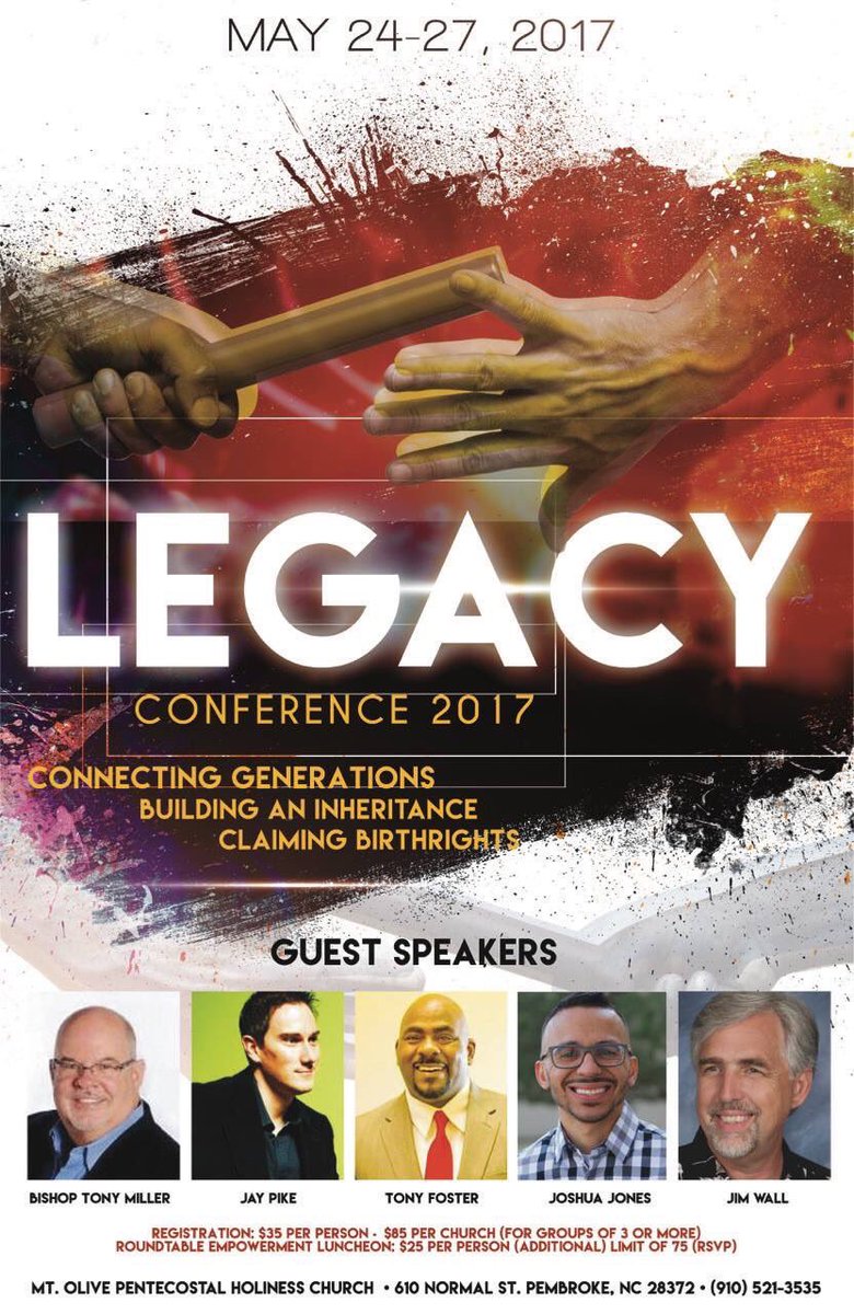 TonyMillerTV's tweet image. Looking forward to being in Pemboke NC tonight &amp;amp; Fri AM for Legacy Conference with @thejaypike @_tonyfoster @StevenRJacobs63