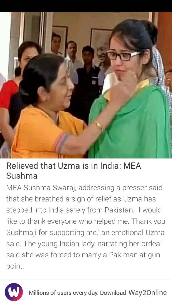 Relieved that Uzma is in India: MEA Sushma
way2.co/Njg2MzM1/-1