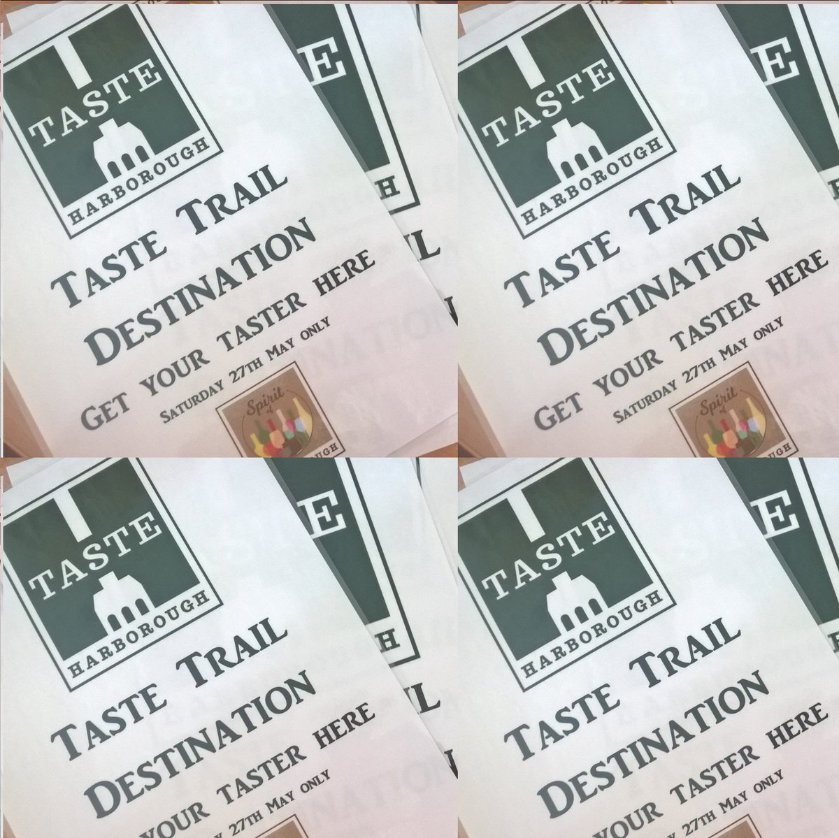 TasteHarborough's tweet photo. Taste Trail Signs ready to go out to businesses providing tasters on Saturday..have you booked your map? Only £3. https://t.co/1SxLEbdjqe https://t.co/czTF2eYyLG