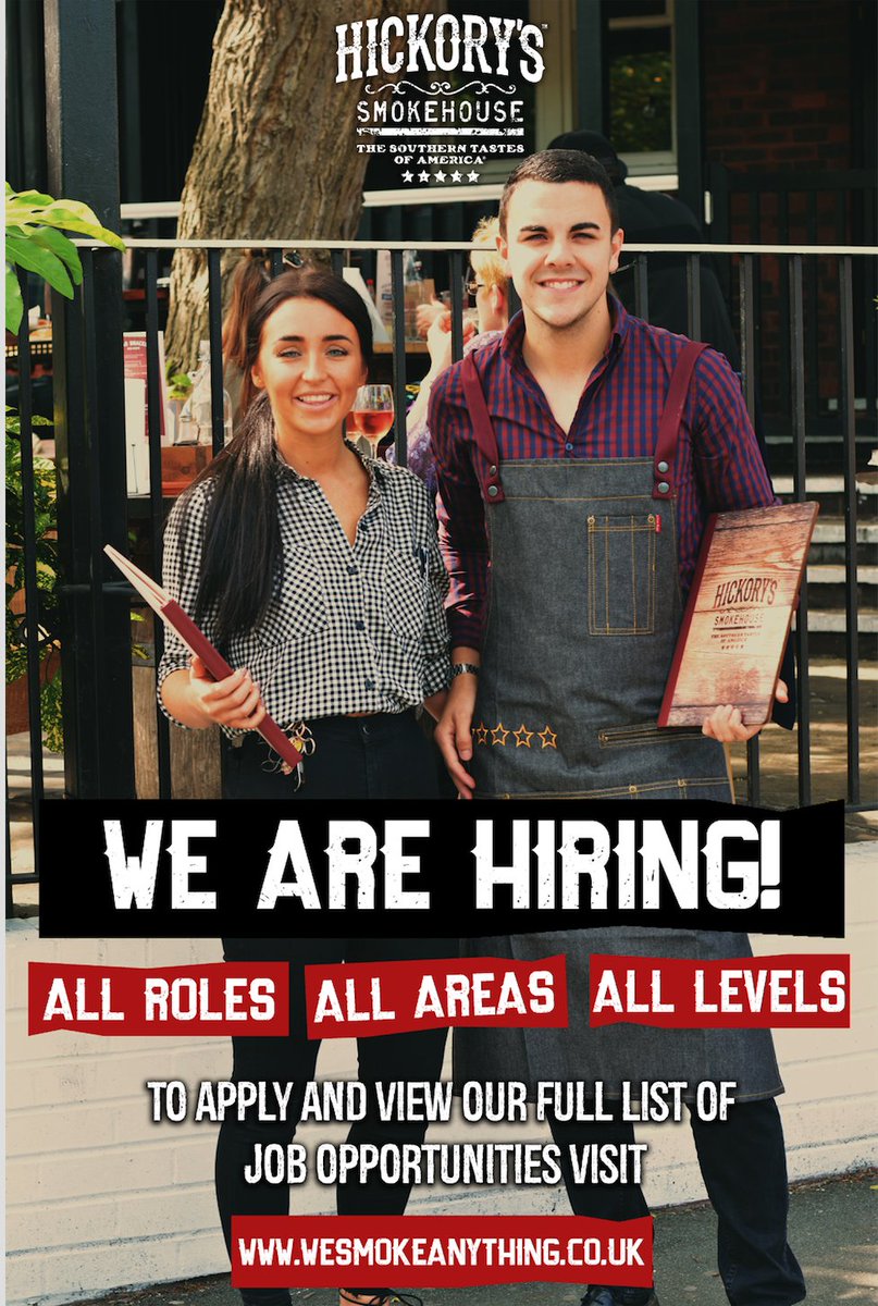Hickorys_'s tweet image. WE ARE HIRING!
Join the #barbecue revolution!
#chefs #servers #managers #hospitality #bartenders #talent #jobs 
E: jobs@hickorys.co.uk