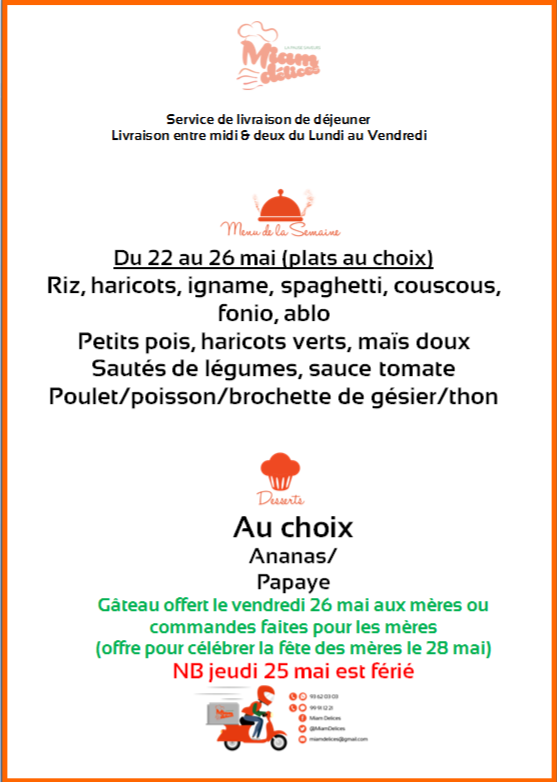MiamDelices's tweet photo. Gâteau au chocolat offert demain vendredi 26 mai pour célébrer les mères avant le 28.
Possibilité de commander jusqu'à midi au 93.62.03.03 https://t.co/WnUUT6fQ3h