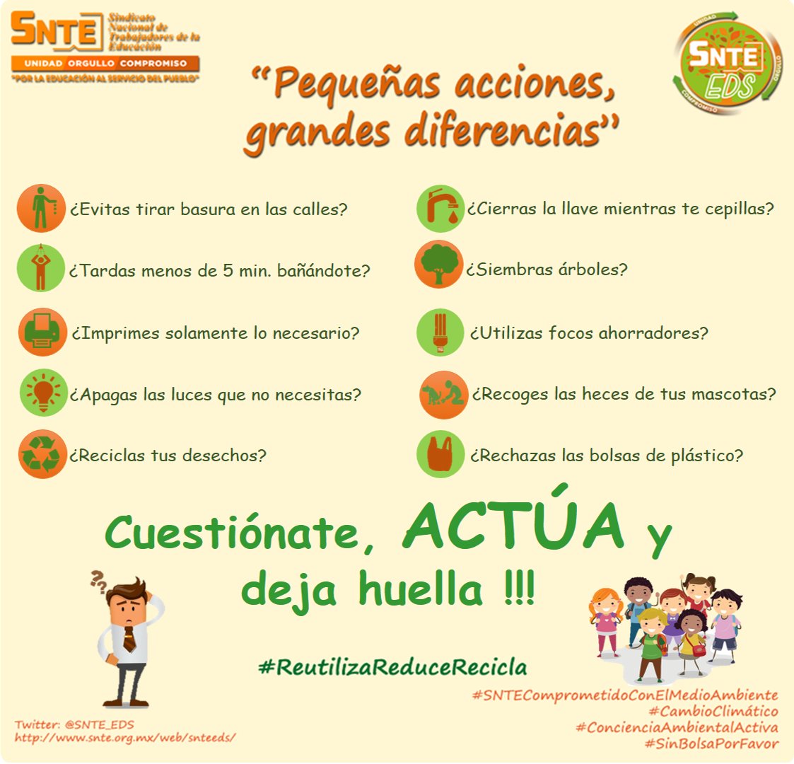 SNTE_EDS's tweet photo. Únete a #RetosSNTEeds #PequeñasAccionesGrandesDiferencias #ConcienciaAmbientalActiva #OrgullosamenteResponsable #SinPopotePorFavor https://t.co/8N1pwvSvzO