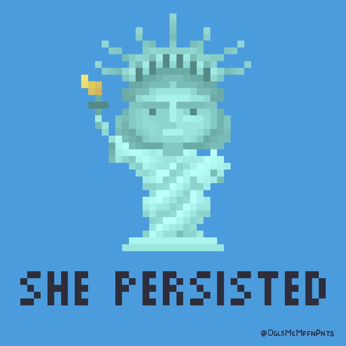 DglsMcMffnPnts's tweet photo. Lady Liberty! #PixelArt #ShePersisted #Pixeld https://t.co/p2zYmk9Mj2