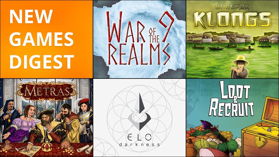 TabletopiaGames's tweet photo. Our newest releases for today: Loot &amp; Recruit, ELO Darkness, Metras, Bangkok Klongs, and War of the 9 Realms https://t.co/7FpIXy8dNv https://t.co/jaQPrFt9yC