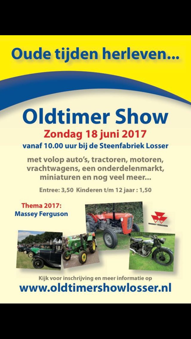 Oldtimershow's tweet image. Zet hem in uw agenda! 18 juni Oldtimershow Losser!