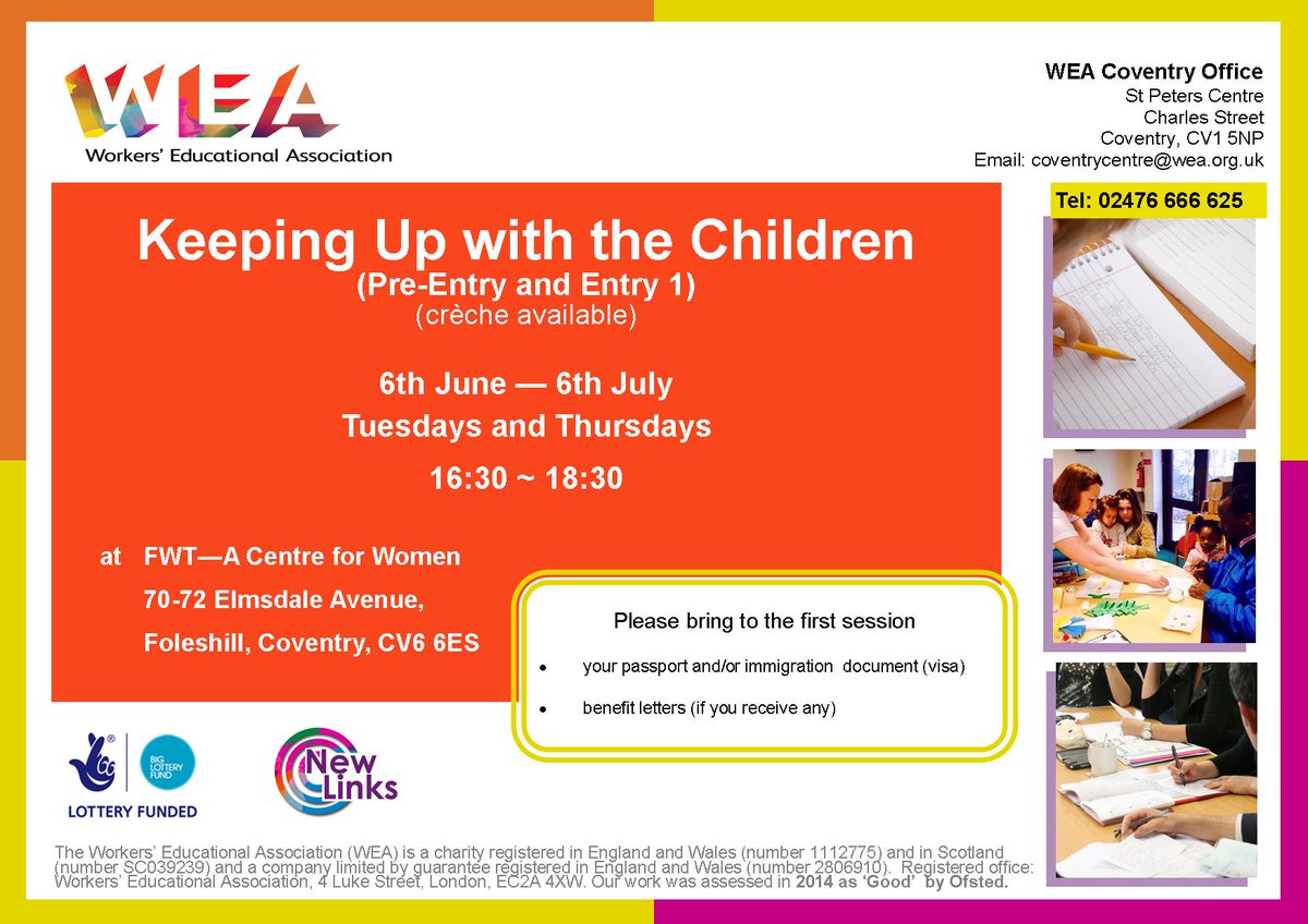 weacoventry's tweet photo. Popular New Links project course will be starting Foleshill Womens Training @FWTCov @WEAWM #biglf https://t.co/ioDLlKS1tc