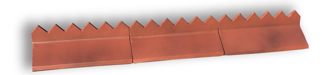 RRS manufacture Cockscombe Ridges in universal angles for pitches between 27.5-37.5 degrees. Below is the cockscombe ridge in old english!