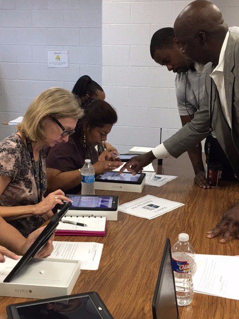 FBISDSTEM's tweet photo. Missouri City Middle School teachers up and running with new iPads! #MCMSCoogs #DPVILS #V2Foundation @FortBendISD https://t.co/FTgnqf87k0
