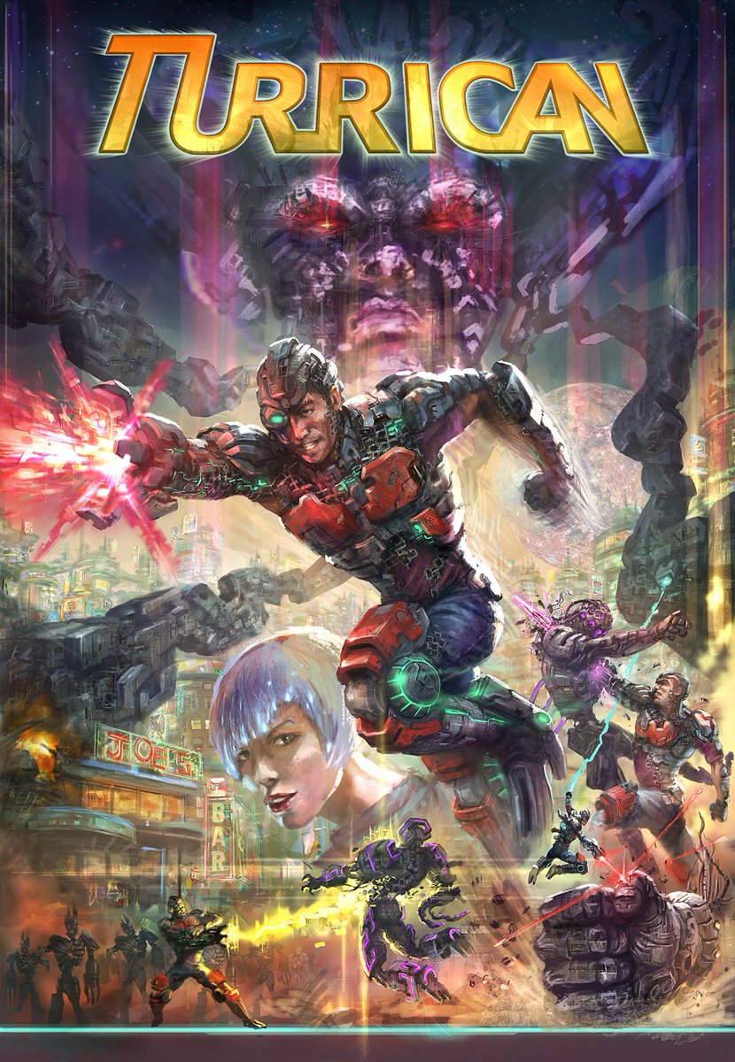 Here's the poster for our new version of Turrican, with Bren McGuire and The Machine. (And yes, there would have been a Fist miniboss!)