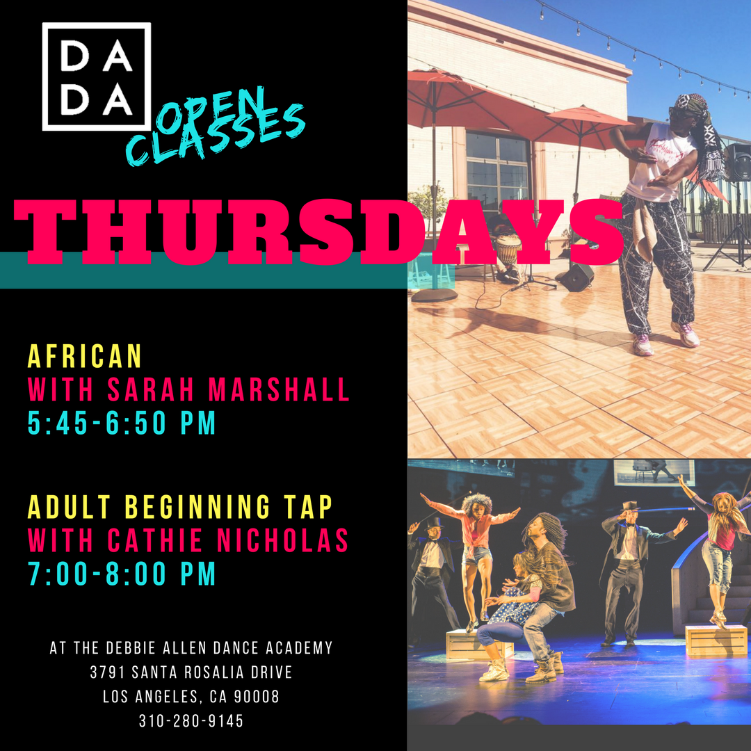 OfficialDADance's tweet photo. THURSDAYS #openclasses at #DADA!!
#LAdanceclasses #Africanclass #Africandance #LAtap #LAtapclass #debbieallen #debbieallendanceacademy https://t.co/V0X7oiPZEX
