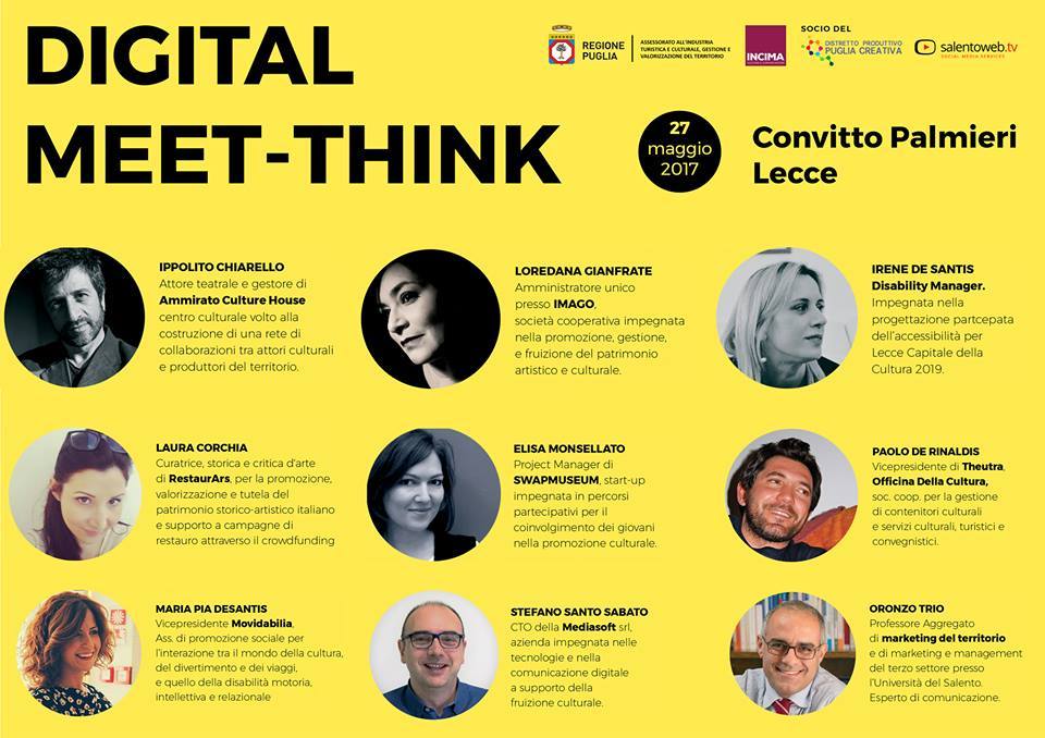 #DigitalMeetThink 
9 relatori, 7 minuti, 3 temi e tante esperienze da raccontare! 
#savethedate 27 Maggio start ore 11.00 #ConvittoPalmieri