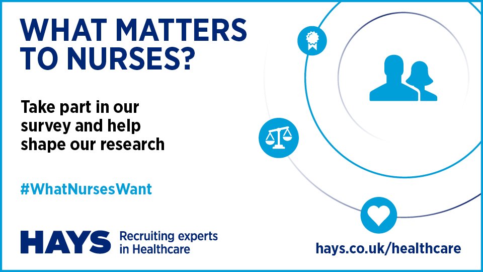 HaysNews's tweet photo. #Nurses, help employers understand what matters to you. Take part in our research today. #WhatNursesWant https://t.co/lFZtnG7FQ0 https://t.co/dNIKsahiap