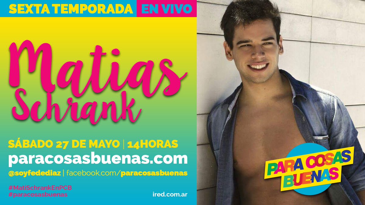 soyfedediaz's tweet photo. Este Sábado 14Hs en #ParaCosasBuenas por @iRedOK en vivo @MatiasSchrank rompe el silencio y habla de todo!! #MatiSchrankEnPCB 🙌🙌 https://t.co/zcaf946Z3G