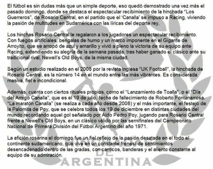 HinchadasdeArg_'s tweet photo. Comunicado de la Conmebol tras el recibimiento que metió la hinchada de Rosario Central el sábado https://t.co/eUrj11S4Qe