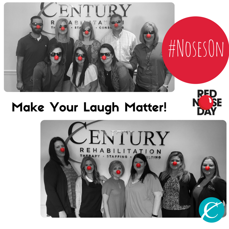 CenturyRehab's tweet photo. Celebrating #RedNoseDay with our #NosesOn! #makeyourlaughmatter #endchildhoodpoverty https://t.co/2PmAIfHuOv