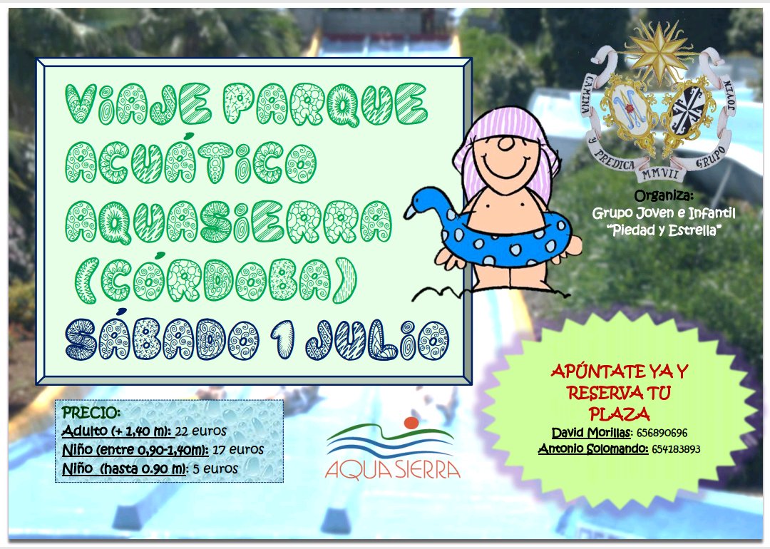 ¡Ya esta aquí el verano! Y para celebrarlo organizamos un viaje al parque acuático "Aquasierra" de Córdoba. Refréscate con "La Estrella" 🌟