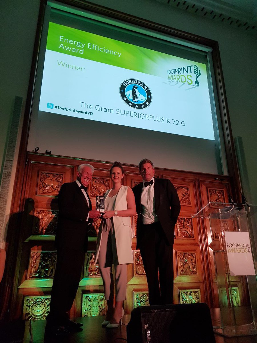Hoshizaki_UK's tweet image. Fantastic to have won the Energy Efficiency Award! Thank you and well done to everyone nominated this year 🍾 #FootprintAward17