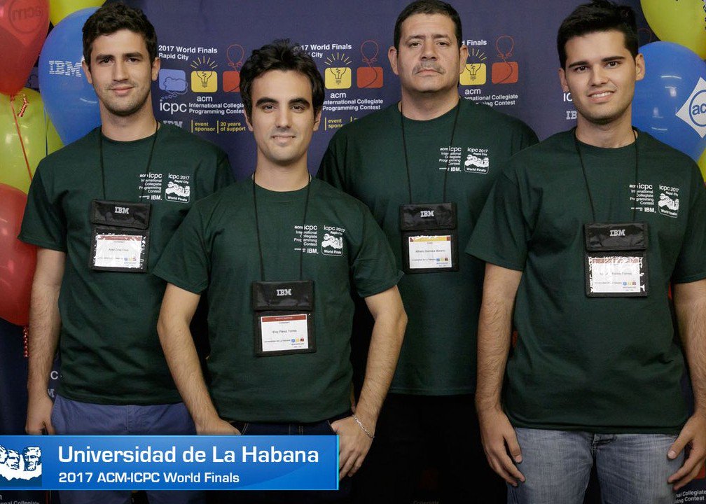 UdeLaHabana's tweet photo. #Cuba Equipo cubano de @udelahabana hace historia en la final mundial del #ICPC201 Se corona como campeón regional a nuestros campeones https://t.co/Z6uTrJENO7