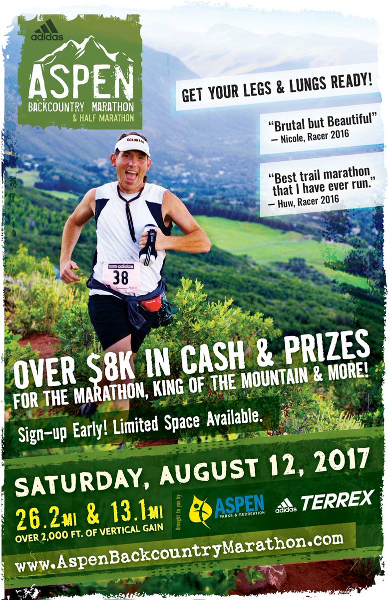 There are limited spots left 4 the #AspenBackcountryMarathon &amp; Half Marathon on 8/12, don't miss out ow.ly/kTgo30c2qqR