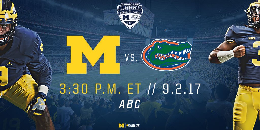 JUST IN: We will face Florida at 3:30 p.m. ET on ABC to open the season. 

100 days away. 

#GoBlue » myumi.ch/LryB7