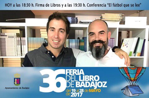 FLBadajoz's tweet photo. Tardes de presentaciones y Conferencias. "El fútbol que se lee" a cargo de Álvaro Roa  y Fernando D'Amico
autores de Happy Fútbol #36FLB https://t.co/Z1JDIFVA4I
