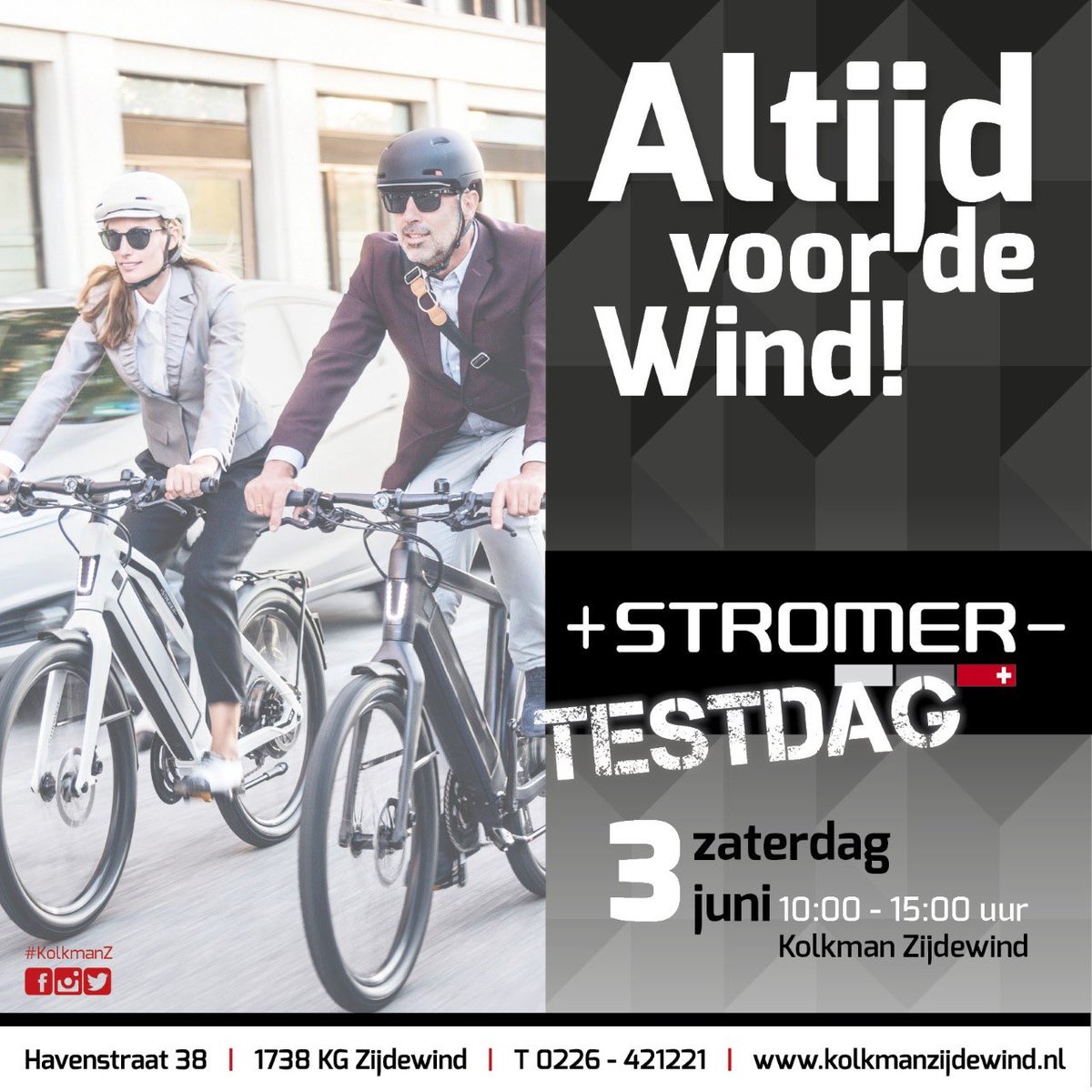 "Eenvoudig" 45 km/uur fietsen?
De ideale woon-werk fiets testen?
3 juni, Kolkman Zijdewind!
Be there!