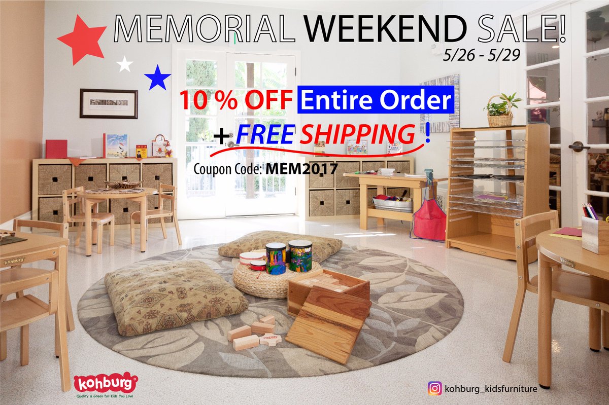 KB_Furniture's tweet photo. Don't miss out!! We are having a 10% OFF + FREE SHIPPING sale on the entire store! #kidsfurniture #ecofriendly #furnituresale #education https://t.co/INfYU0KxC0