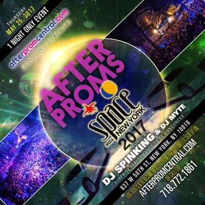 AfterProms's tweet photo. Turn up tonight @SpaceIbizaNY with @DJSPINKING @DjPetieSmallzz Some VIP tix left on #afterpromcentral .com #afterproms #afterpromparty https://t.co/WeXTIAnGMz