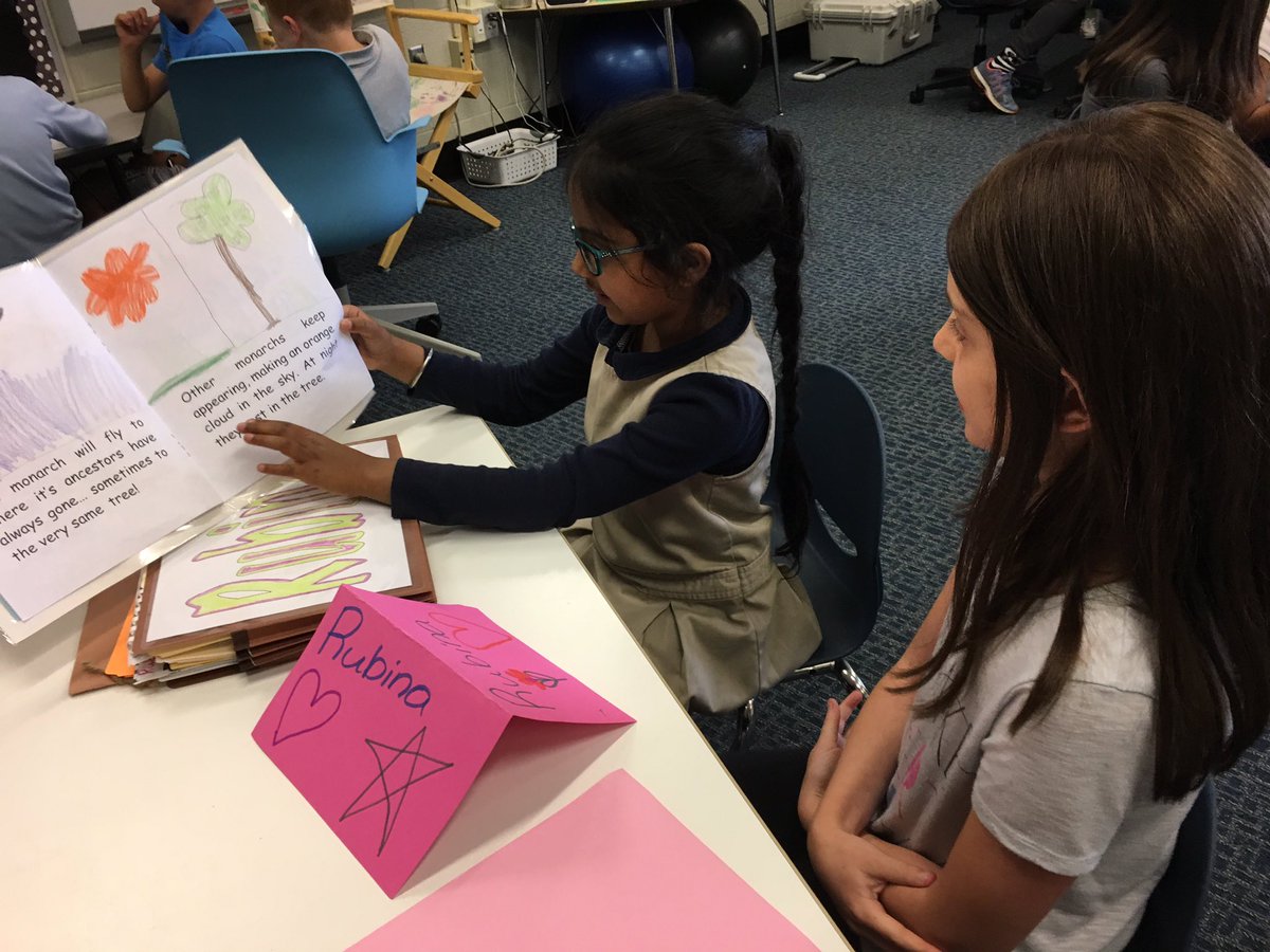 CAFirstGrade's tweet photo. We are Authors! Sharing our books with 4th grade buddies. https://t.co/0SvlJzSjm4