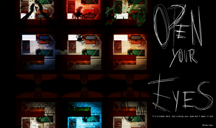 inkprison's tweet photo. "Open your eyes. Wake up. Reality is waiting"
#indiegame #indiedev #illustration #gameart https://t.co/tAaU3cO83b