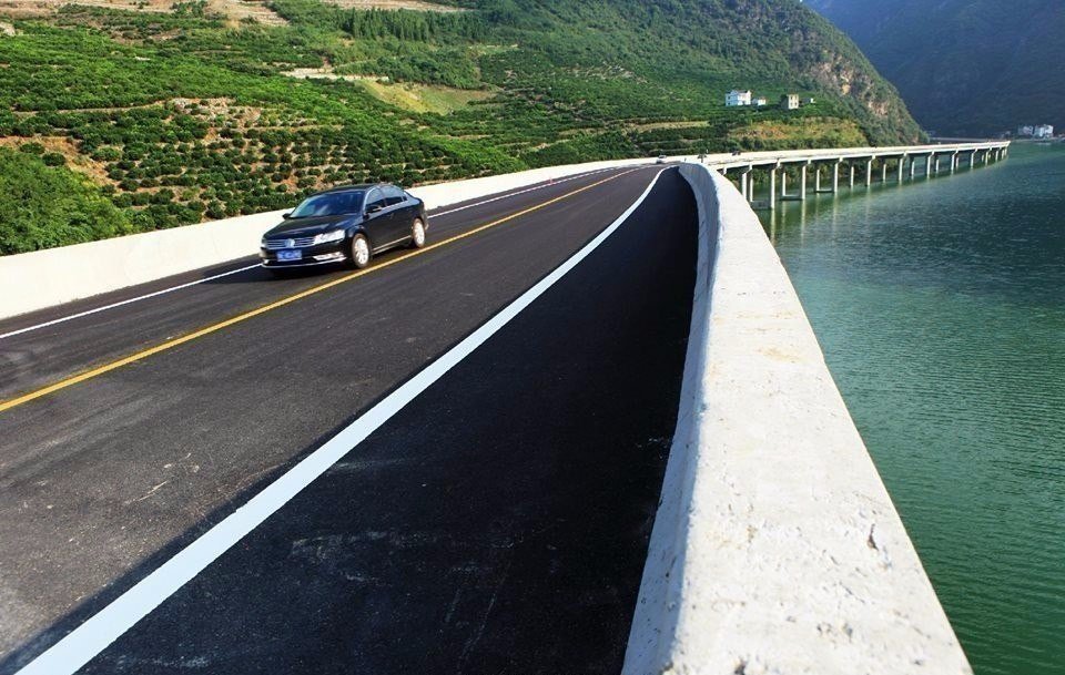 best_fact's tweet image. В Китае построили мост не через реку, а вдоль реки. Его специально построили таким образом, чтобы не вырубать лес.